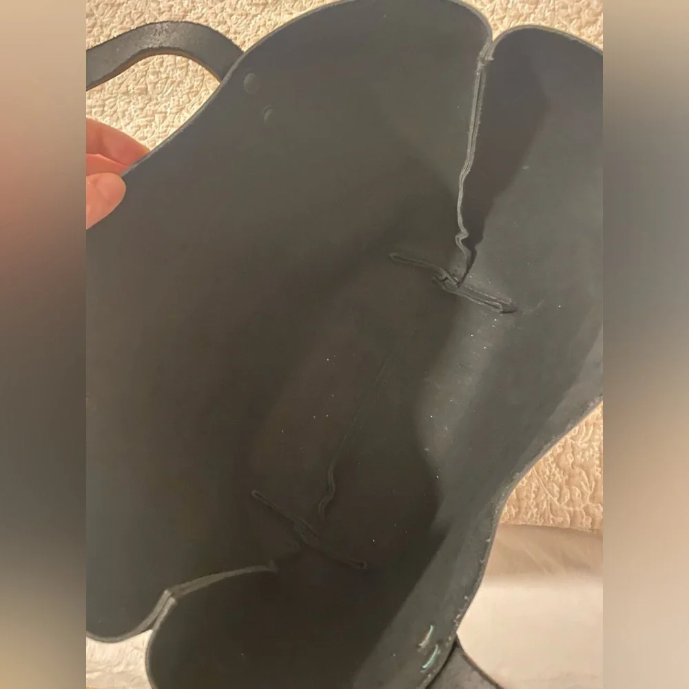 Classic Black Leather Tote Bag - Unbranded